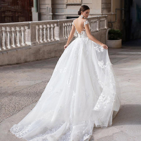 Vestido de novia de lujo 2023, manga corta, apliques, sin mangas, corte sirena, vestido de novia con encaje elegante desmontable para mujer.