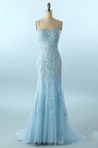 Robe de bal dos nu à fines bretelles