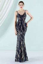 Robe de bal sirène à fines bretelles