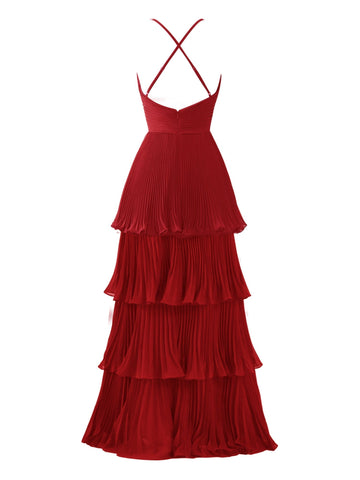 A-Line Tiered Floor Length Chiffon Bridesmaid Dress