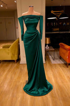 Robe de bal sirène vert foncé, robe longue à épaules dénudées en solde