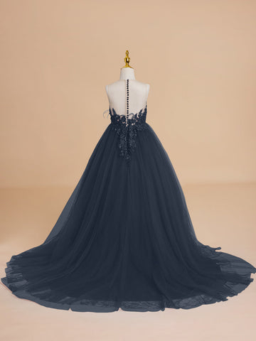 Vestido de princesa/vestido de princesa con cola de tul para niña de las flores 