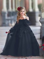 Vestidos de princesa con flores en 3D para niña 