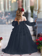 Vestidos de princesa con flores en 3D para niña 