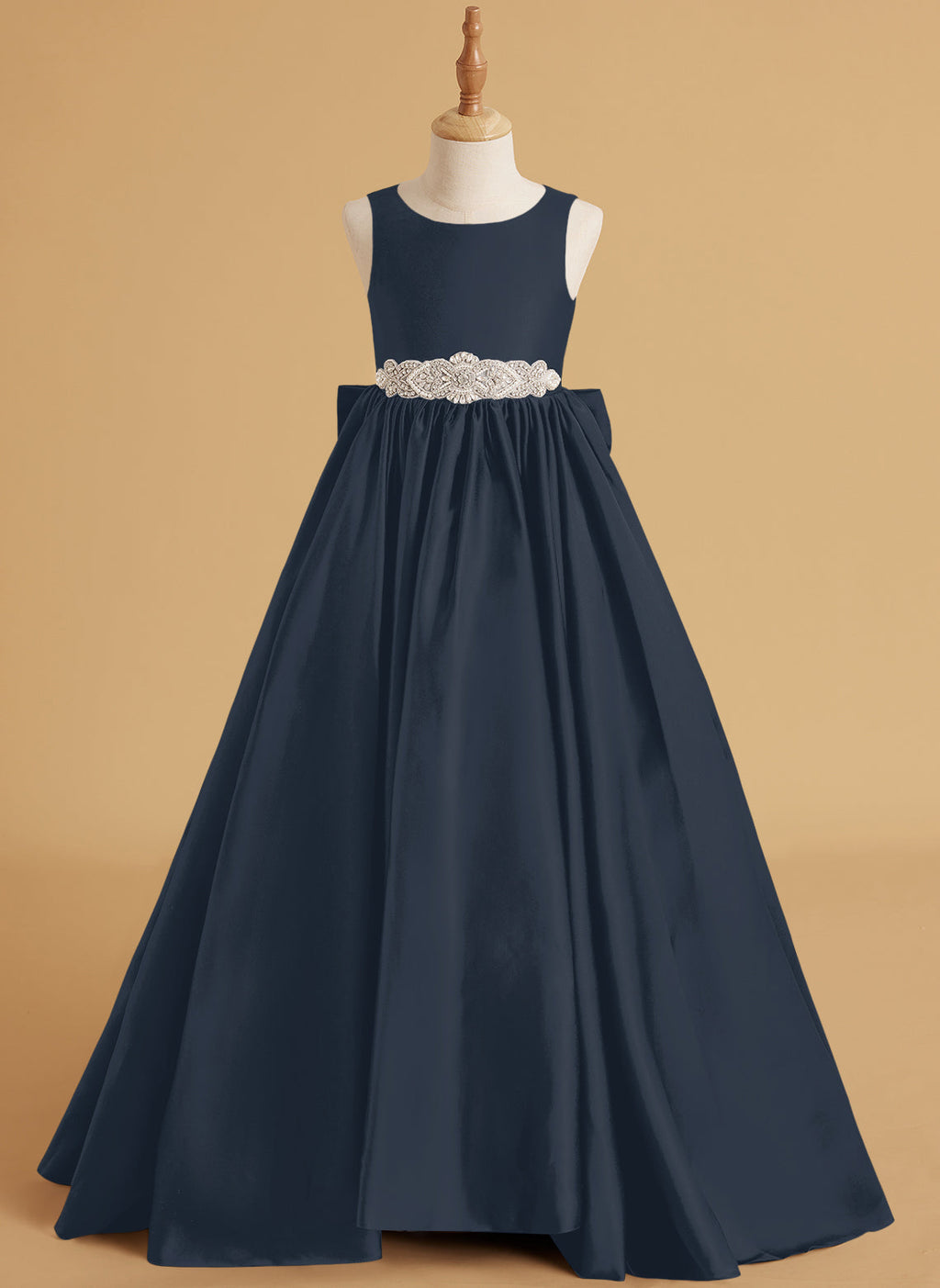 Vestido de princesa de satén con cola para niña de las flores 