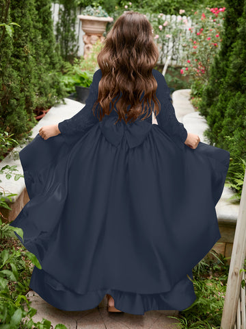 Vestido asimétrico de satén de corte A para niña de las flores