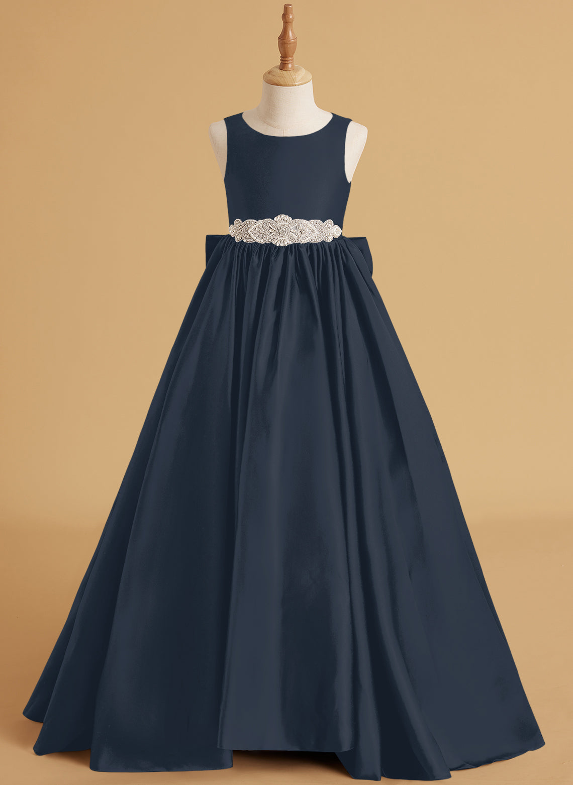 Vestido de princesa de satén con cola para niña de las flores 