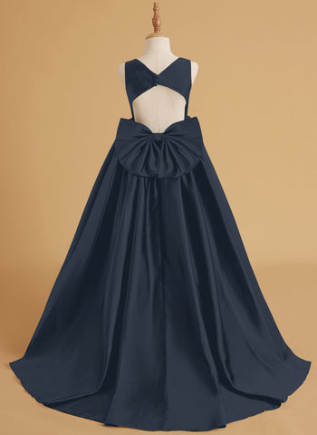 Robe de bal/robe de princesse en satin avec traîne pour demoiselle d'honneur 