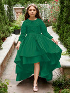 Vestido asimétrico de satén de corte A para niña de las flores 