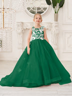 Elegante vestido de princesa sin mangas de tul para niña de las flores, corte en A 