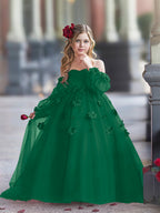 Vestidos de princesa con flores en 3D para niña 