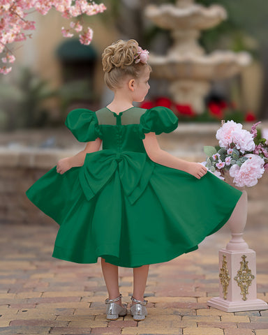 Vestido de princesa/vestido de princesa de satén hasta la rodilla para niña de las flores 