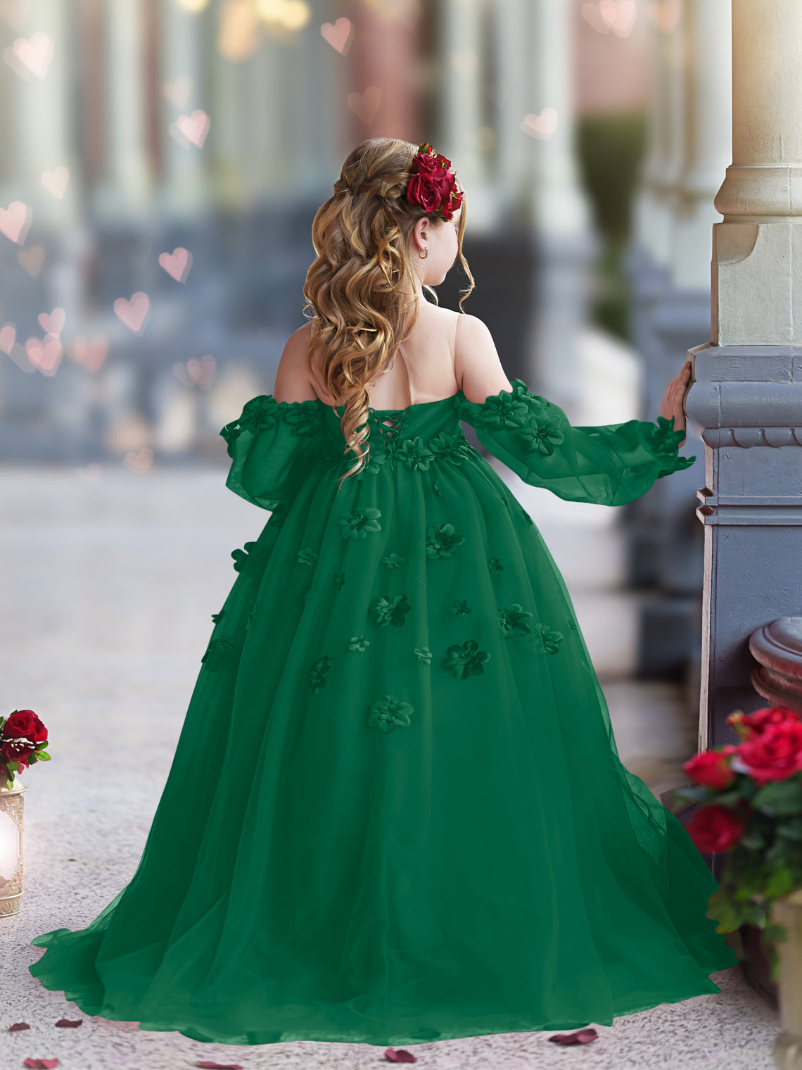 Vestidos de princesa con flores en 3D para niña 