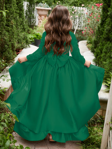 Vestido asimétrico de satén de corte A para niña de las flores