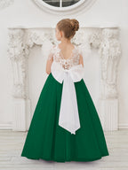 Robe de demoiselle d'honneur à traîne en tulle et dentelle amovible 