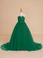 Vestido de princesa/vestido de princesa con cola de tul para niña de las flores 