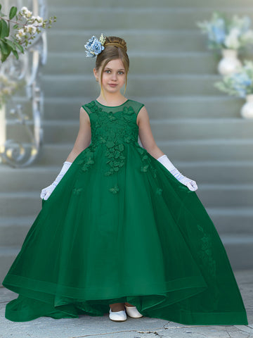 Vestido de baile de princesa Serenity con apliques de encaje y adornos de mariposas 
