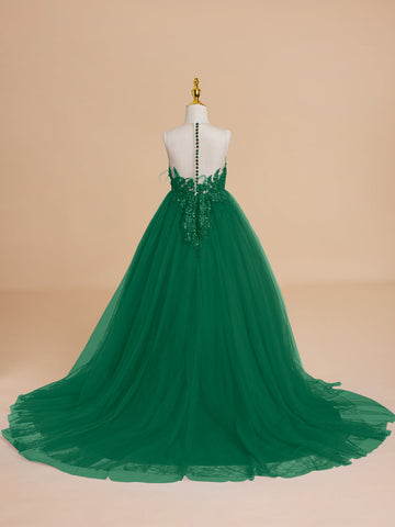 Vestido de princesa/vestido de princesa con cola de tul para niña de las flores 