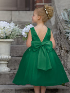 Vestido de niña de las flores sin mangas de tul y encaje hasta la rodilla 