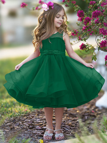 Vestido de princesa/vestido de tul hasta la rodilla para niña de las flores 