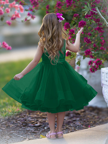 Vestido de princesa/vestido de tul hasta la rodilla para niña de las flores 