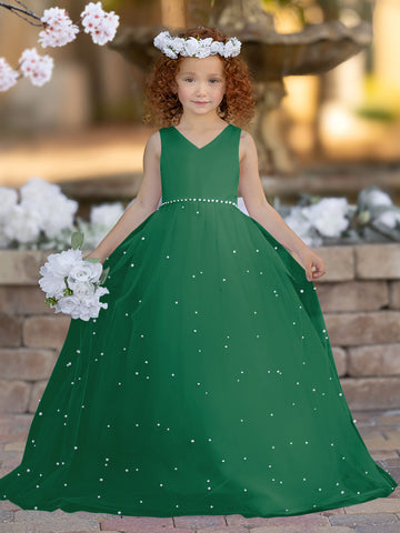 Elegante vestido de princesa de satén y tul para niña de las flores 