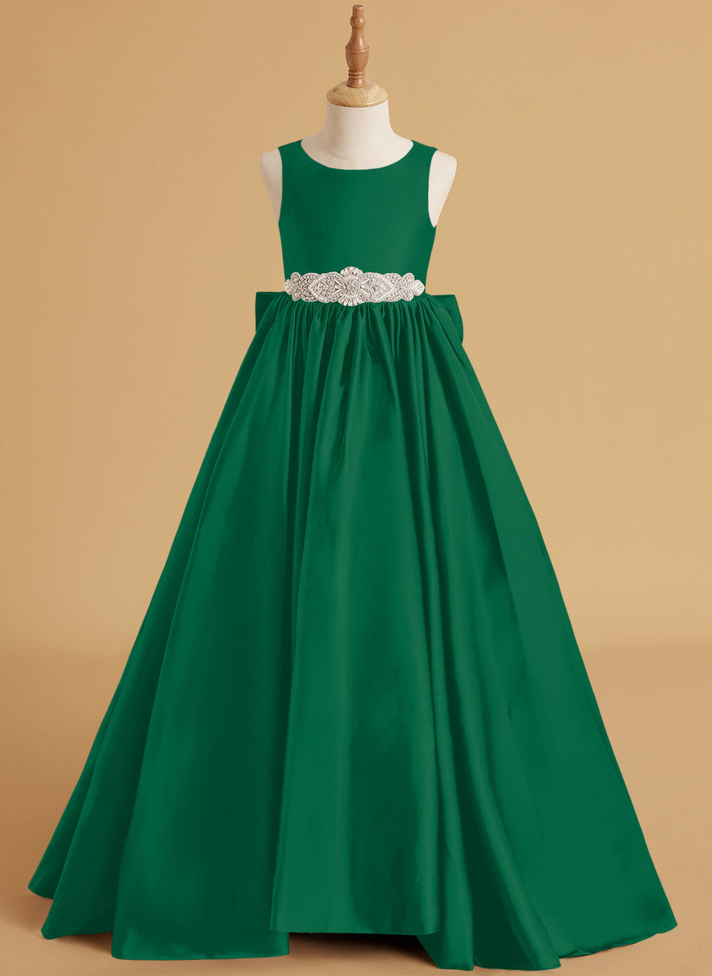Vestido de princesa de satén con cola para niña de las flores 