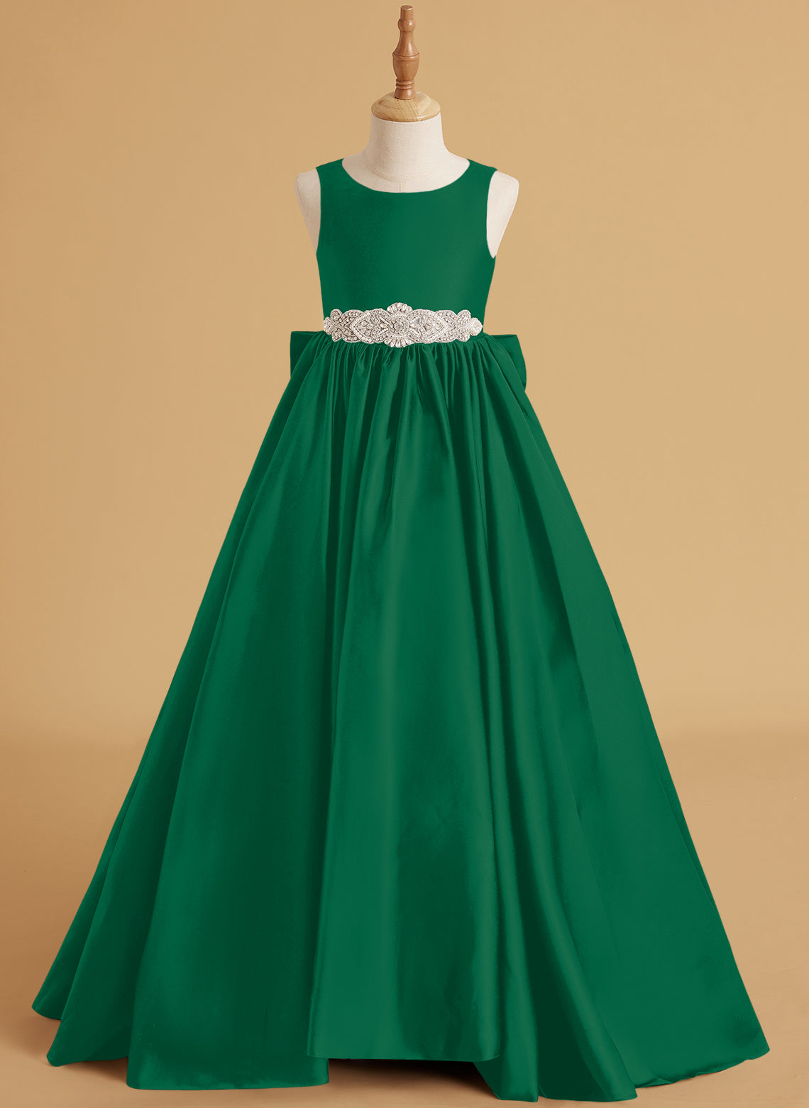 Vestido de princesa de satén con cola para niña de las flores 