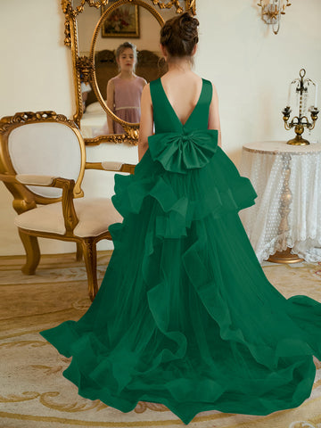 Vestido de princesa/vestido de princesa de satén y tul para niña de las flores 