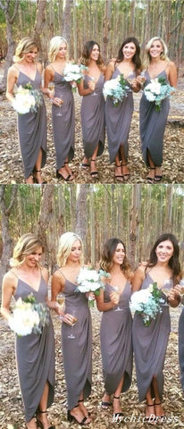 Baoleely Simple Dark Grey Chiffon Bridesmaid Dresses V Neck Wedding Guest Dress UK
