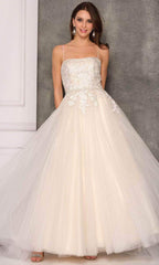 Laced Straight-Across Prom Ballgown