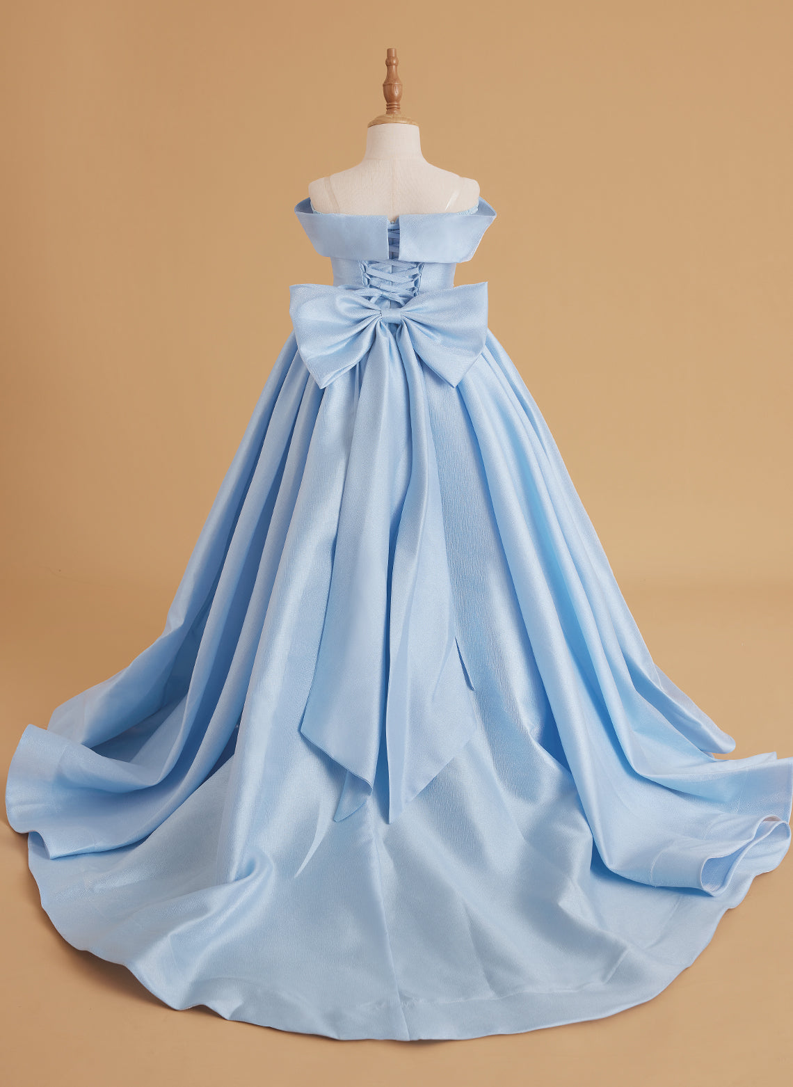 Vestido de gala de satén azul encantado para niñas 