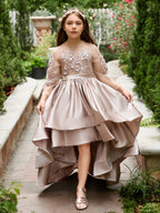 Vestido asimétrico de satén de corte A para niña de las flores 