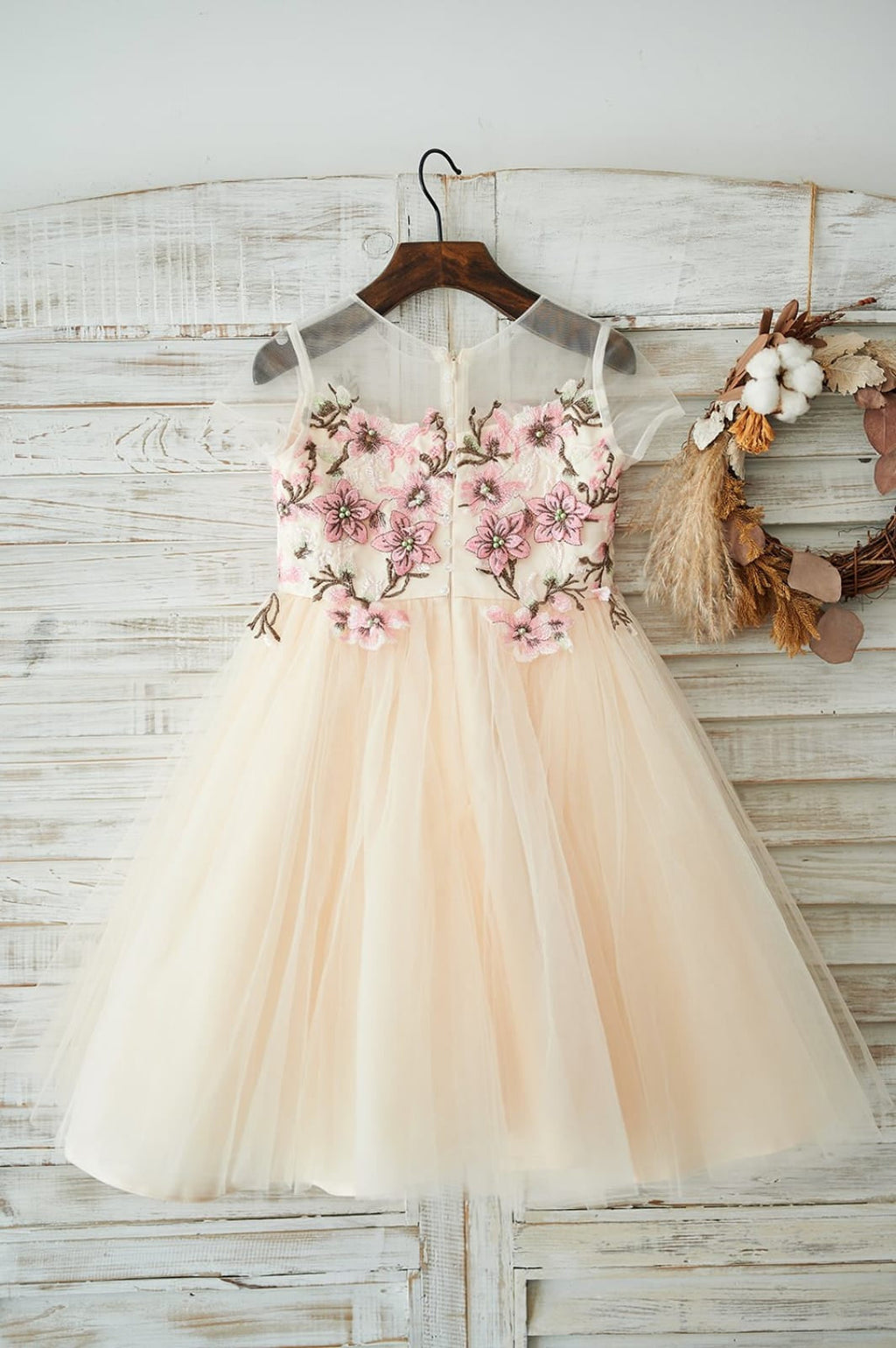 Vestido de niña de las flores de tul corte A hasta la rodilla 