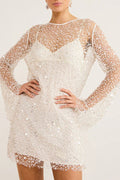 Robe courte en tissu à sequins et perles Sparkle and Shine avec jupon séparé 