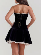 Robe bustier en velours noir 