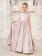 Vestido de niña de las flores de corte A, de satén y encaje, hasta el suelo 