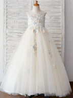 Vestido de princesa/vestido de niña de las flores de encaje y tul 