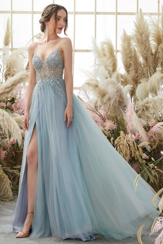 Light Beading Tulle Prom Dress