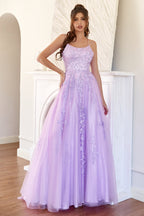 Robe de bal élégante lavande coupe trapèze