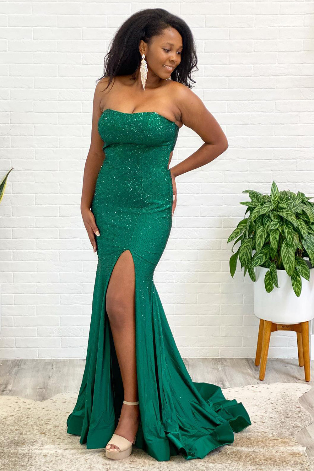 Strapless Long Prom Dress with Beading