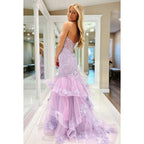 Vestido de fiesta de sirena con apliques, sin mangas y hombros descubiertos, glamuroso y dramático