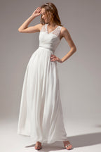 Robe de demoiselle d'honneur longue à col en V