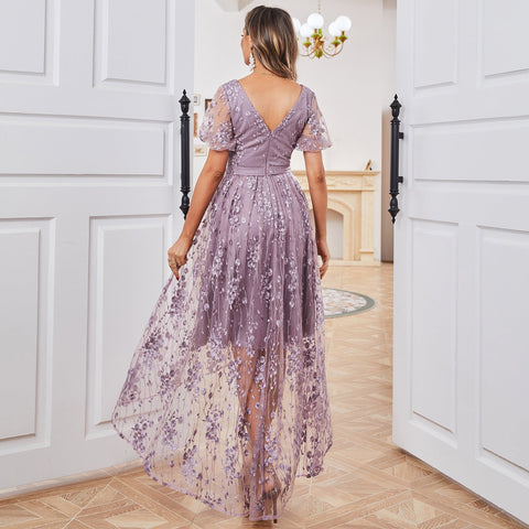 Robe femme ample et cintrée, robe de demoiselle d'honneur, robe de soirée ou de fête quotidienne en mousseline 