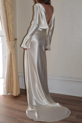 Vestidos de noche sexys sin espalda con cuello redondo para baile de graduación 