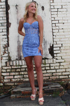 Tight Short Homecoming Dress with Appliques