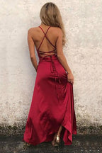 Robe de bal simple bordeaux