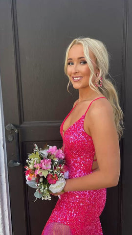 Robe de bal longue à fines bretelles et laçage au dos, ornée de sequins Y35