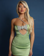 Designer Column Satin One Shoulder Sleeveless Short Homecoming Dress With Beading