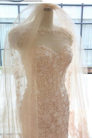 Robe de mariée sirène à manches longues, dos nu transparent et fleurs, modèle WD101